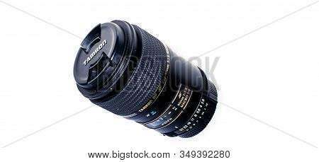 Perth, Scotland - 4 November 2019: New Tamron Macro Lens Isolated On White Background,  Tamron Af 90