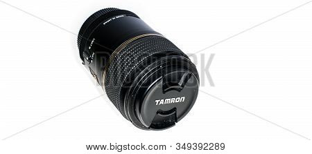 Perth, Scotland - 4 November 2019: New Tamron Macro Lens Isolated On White Background,  Tamron Af 90