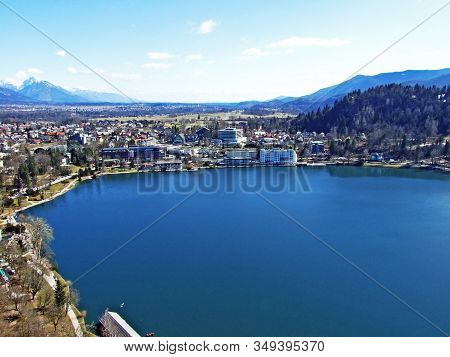 Panoramic View Of Bled Settlement And On Lake Bled (blejsko Jezero, Bleder See Oder Veldeser See) Fr