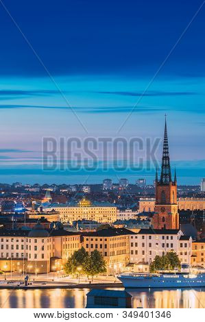 Stockholm, Sweden. Scenic View Of Stockholm Skyline At Summer Evening. Famous Popular Destination Sc