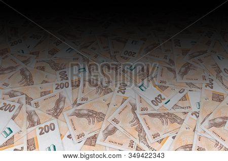 Czech Republic 200 Korun 1998 Bank Note Close Up Bill Pattern