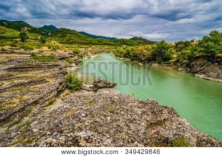 River Aoos Near Permet In Summer, Albania