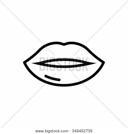 Black Line Icon For Lips Kissing Osculate Sensuality Mouth Lipstick Desire Human Organ