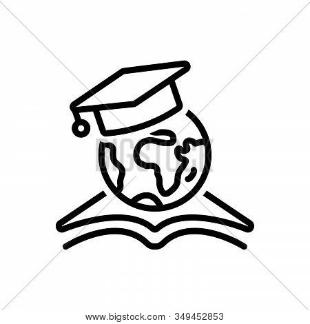 Black Line Icon For Education-for-all  Online Global Graduation Discover Technology Total Every Each