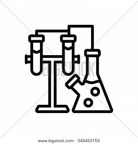 Black Line Icon For Chemistry Experiment Lab Pharmaceutical Research Test-tube Medical  Patholology 