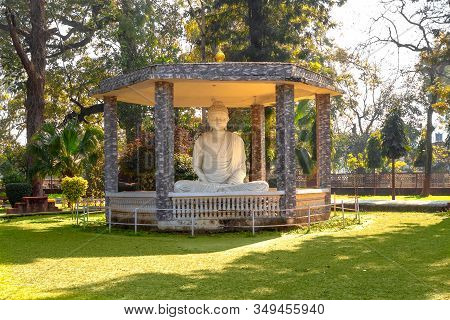 Gautam Buddha Statue In Public Park A Jalandher, Punjab, India.