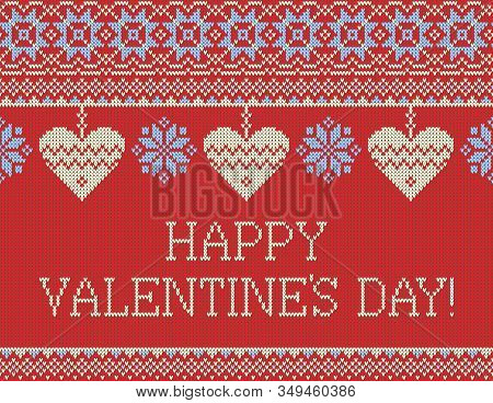 Seamless Pattern On The Theme Of Holiday Valentines Day With An Image Of The Norwegian And Fairisle 