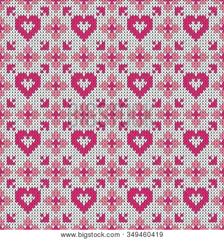 Seamless Pattern On The Theme Of Holiday Valentines Day With An Image Of The Norwegian And Fairisle 