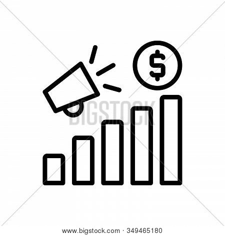Black Line Icon For Promotion Increase Analysis Advertising Broadcast Notice Bullhorn Megaphone Mark