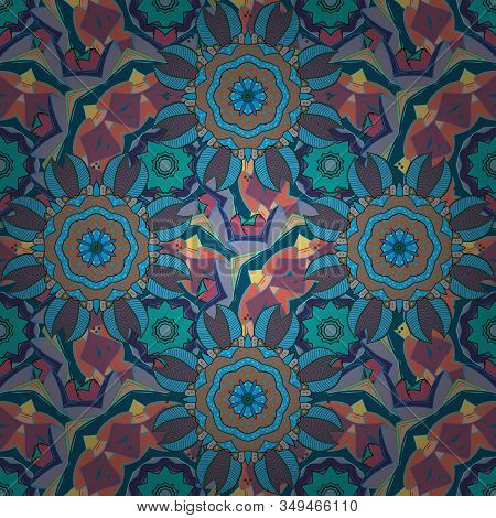 Floral Background. Vector Illustration. Flowers Sketch. Colorful Seamless Pattern. In Cute Textile S