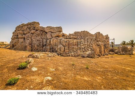 The Ggantija Temples On Gozo Island Near Malta In The Mediterranean Sea, Europe.