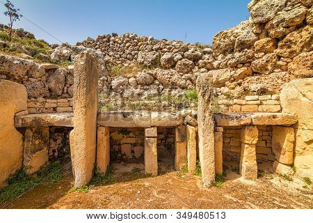 The Ggantija Temples On Gozo Island Near Malta In The Mediterranean Sea, Europe.