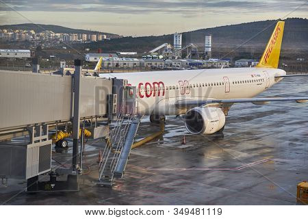 Istanbul Sabiha Gokcen Airport - February 2020. Pegasus Airlines Original Colorway Aircraft On The A