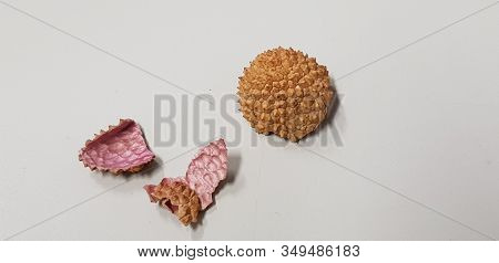 Lychees Peeled Fruit Isolated On White Background