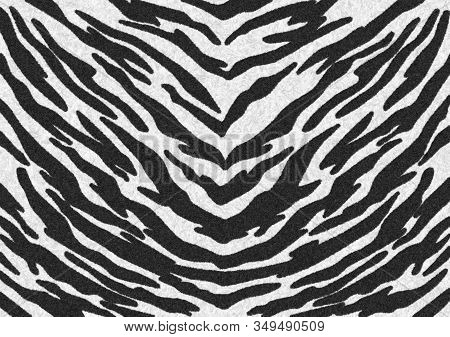 The Black-white Tiger Stripes Fur Texture, Carpet Animal Skin Background, Black And Orange Theme Col