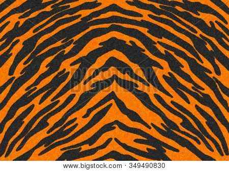 The Black-orange Tiger Stripes Fur Texture, Carpet Animal Skin Background, Black And Orange Theme Co