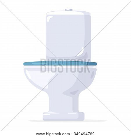 White Ceramic Shiny Flush Toilet Bowl, Wc Pan, Water-closet. Bathroom, Lavatory, Cloakroom, Restroom