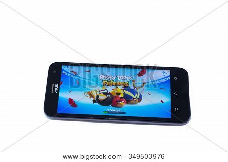 Kouvola, Finland - 23 January 2020: Game Angry Birds On The Screen Of Smartphone Asus