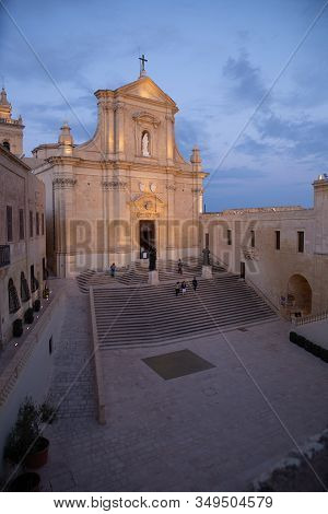 People Leaving The Cathedral In The Citadel In Gozo Just After Mass Has Finished