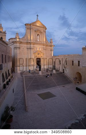 People Leaving The Cathedral In The Citadel In Gozo Just After Mass Has Finished