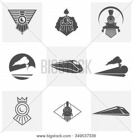 Set Of Classic Train Logo Concept, Locomotive Logo Design Vector Template, Creative Design, Icon Sym