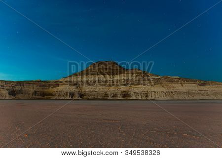 Night. The Ustyurt Plateau. District Of Boszhir. The Bottom Of A Dry Ocean Tethys. Kazakhstan. Long 