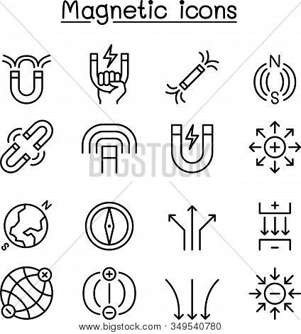 Magnet Icon Set In Thin Line Style