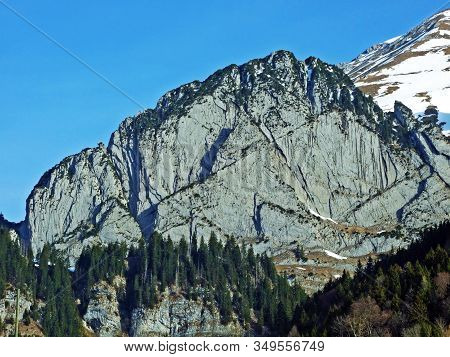The Schafbergwand Mountaineering Rock In The Säntis (santis Or Saentis) Mountain Range, Wildhaus - C