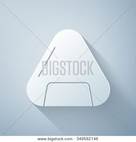 Paper Cut Sushi Icon Isolated On Grey Background. Traditional Japanese Food. Paper Art Style. Vector