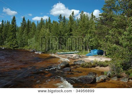 Kayaking v polární Karelia, Rusko, táboření na The Engozero jezero