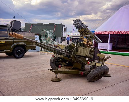 Astana, Kazakhstan - May 25, 2018: Armored Personnel Carrier Btr-80a At The Kadex Exhibition