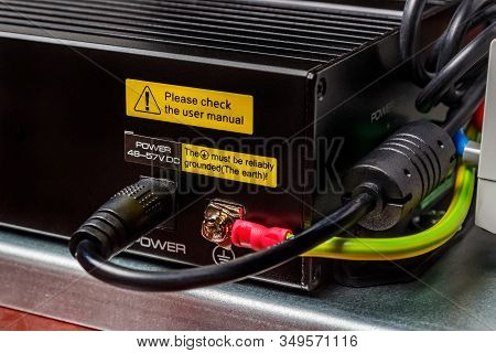 Installed On Mounting Plate Electrical Appliance In Black Metal Case Connected By Black Wire To The 