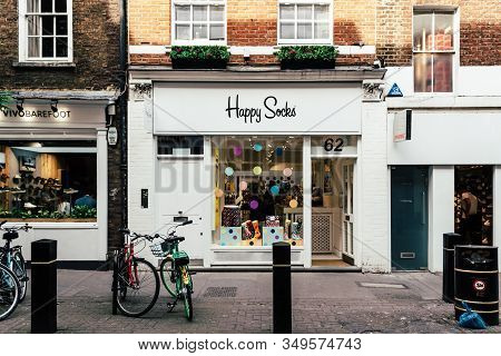 London, Uk - May 15, 2019: Happy Socks Fashion Storefront In Neal Street In Seven Dials, Covent Gard