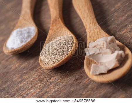 Yeast On Wood Background