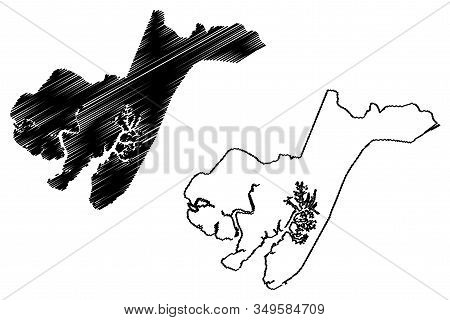 Tombali Region (republic Of Guinea-bissau, Regions Of Guinea Bissau) Map Vector Illustration, Scribb