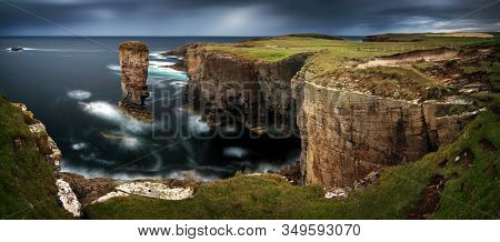 Panorama Of Yesnaby Cliffs With Castle Rock, Orkney Islands, Scotland