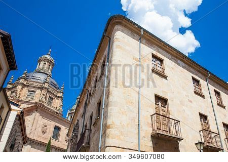 Beautiful Architecture Of The Buildings In The Old City Of Salamanca Including The Dome Of La Cleren