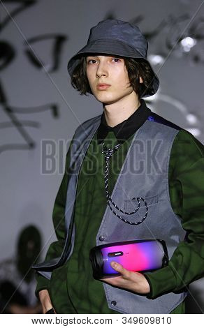 Kyiv, Ukraine - February 2, 2020: Model Presents A Collection Of Authentic Ukrainian Clothes By Desi