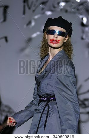 Kyiv, Ukraine - February 2, 2020: Model Presents A Collection Of Authentic Ukrainian Clothes By Desi