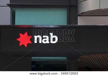 Brisbane, Queensland, Australia - 21st January 2020 : View Of An Illuminated Nab (national Australia