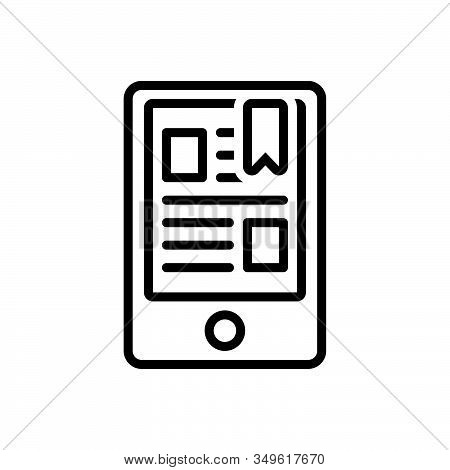 Black Line Icon For Ereader Bookmark Concept Education Device Digital Display Ebook Electronic Mobil