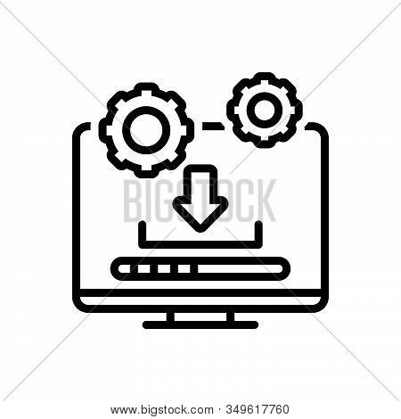 Black Line Icon For System-update System Update Upgrade Software Download Technology Setting Applica