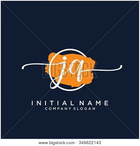 Jq Initial Handwriting Logo Design With Brush Circle. Logo For Fashion,photography, Wedding, Beauty,