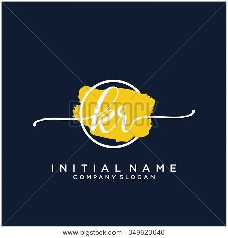 Kr Initial Handwriting Logo Design With Brush Circle. Logo For Fashion,photography, Wedding, Beauty,