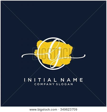 Lj Initial Handwriting Logo Design With Brush Circle. Logo For Fashion,photography, Wedding, Beauty,