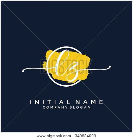 Lz Initial Handwriting Logo Design With Brush Circle. Logo For Fashion,photography, Wedding, Beauty,