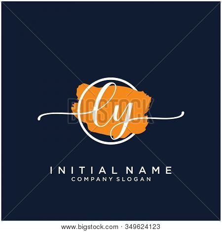 Ly Initial Handwriting Logo Design With Brush Circle. Logo For Fashion,photography, Wedding, Beauty,