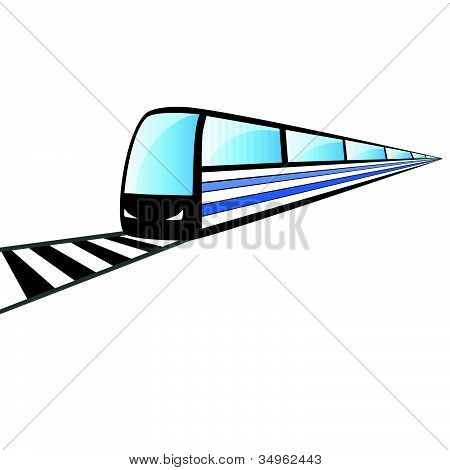 Treno veloce sull'illustrazione vettoriale Rails