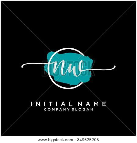 Nw Initial Handwriting Logo Design With Brush Circle. Logo For Fashion,photography, Wedding, Beauty,