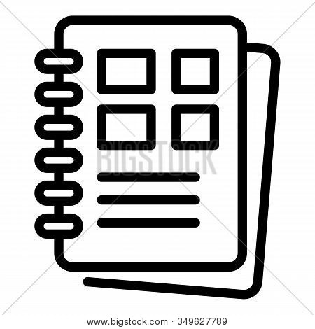 Polygraphy Notebook Icon. Outline Polygraphy Notebook Vector Icon For Web Design Isolated On White B